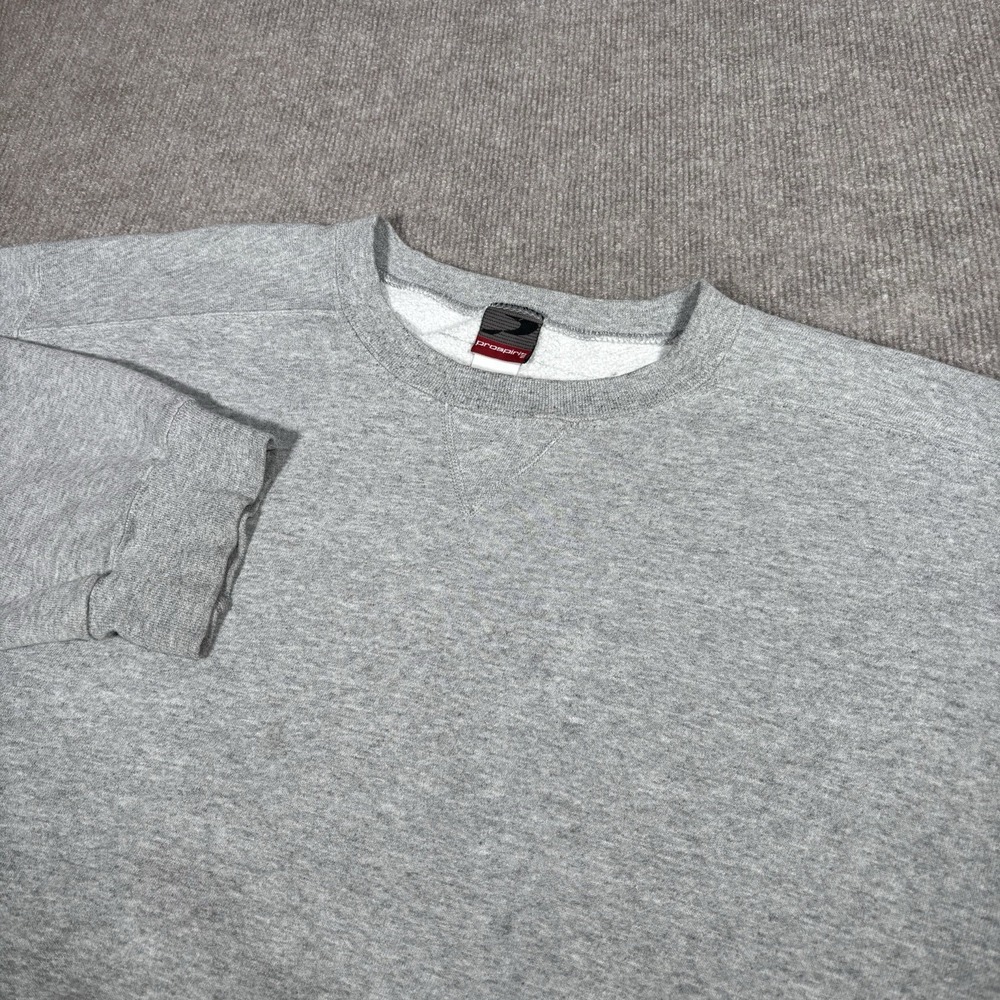 Vintage 90s Pro Spirit Sweatshirt Mens 2XL Crewneck Gray Blank‎ Made In USA